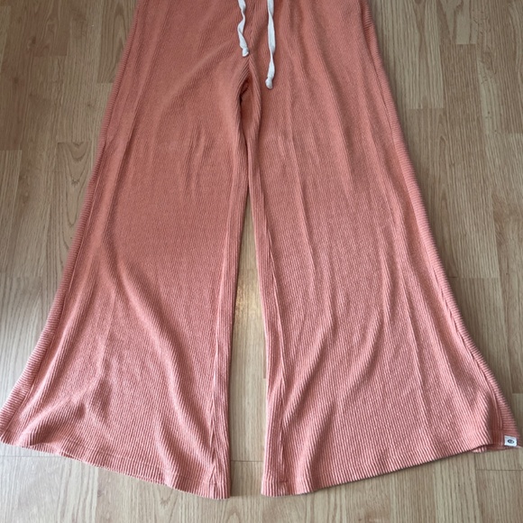 Rip Curl Orange Ribbed Pull On Stretch Cozy Wide Leg Lounge Pants Size Medium - Picture 5 of 10